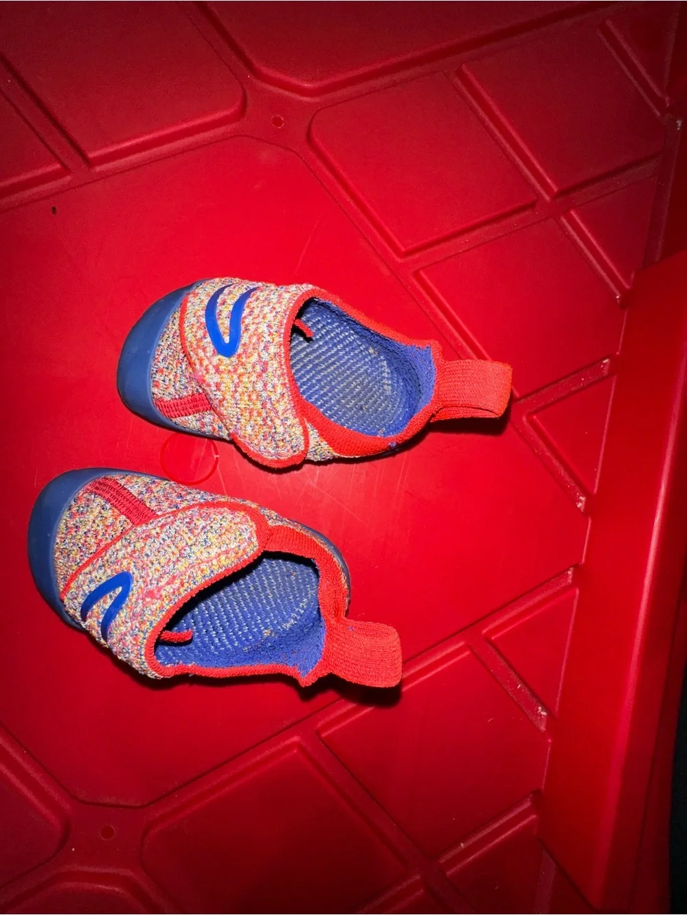 Nike Kids Slip-On Sneakers in Red with Blue Accents